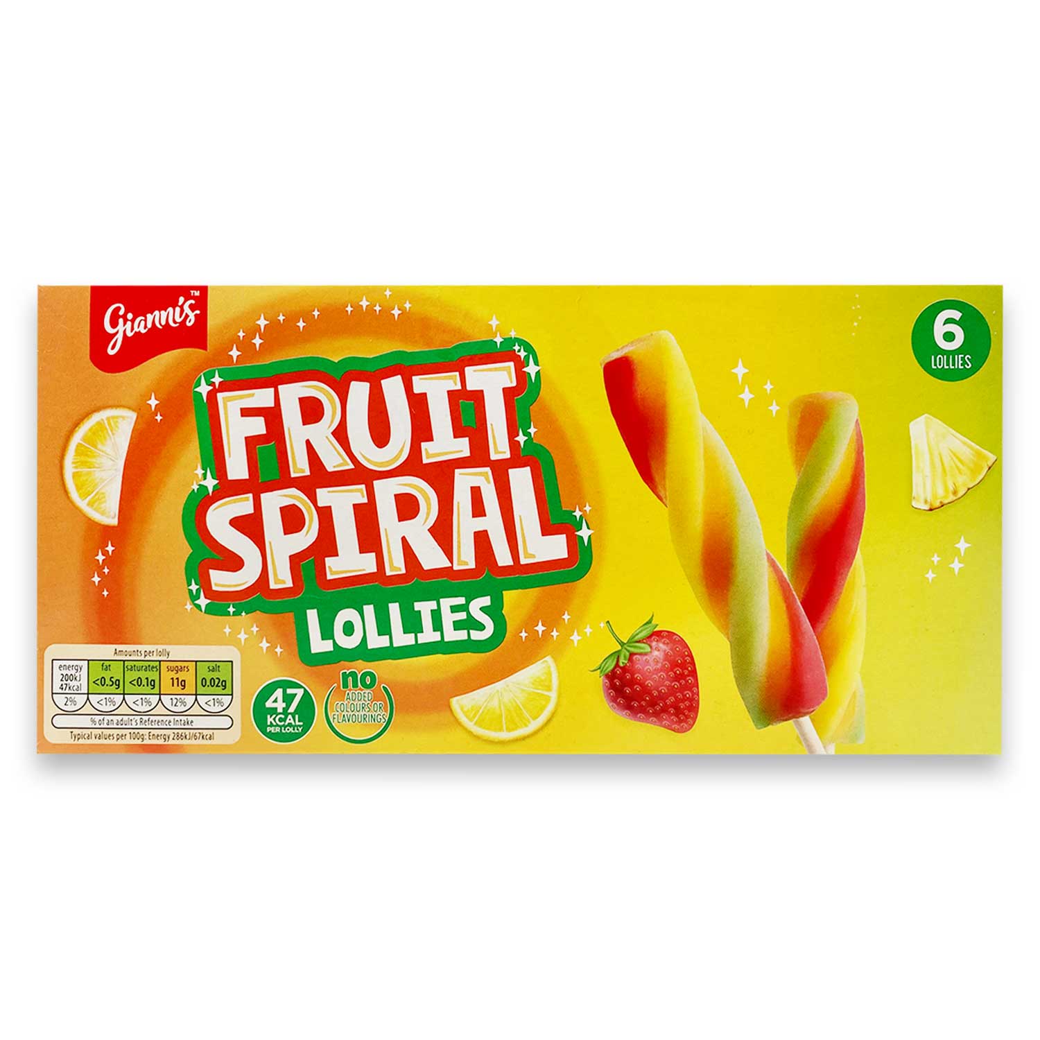 Fruit Spiral Lollies 6x70ml Gianni's